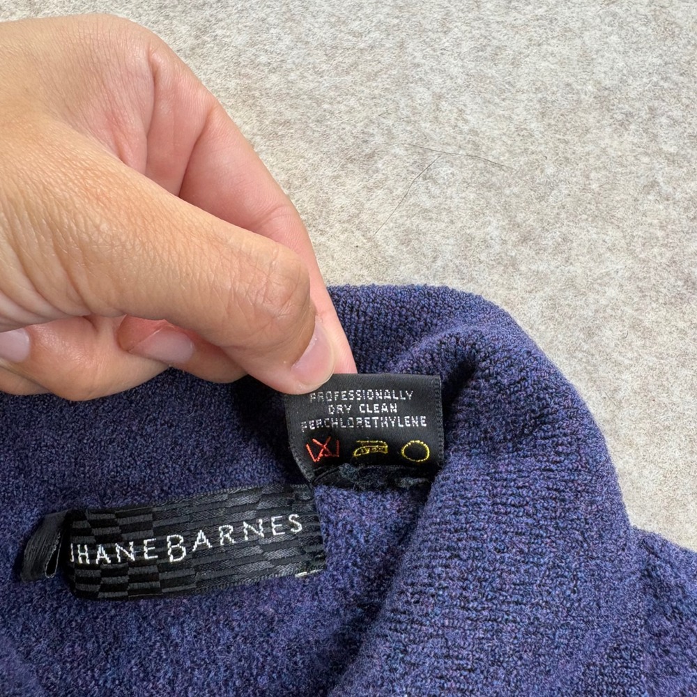 Vintage Men's Purple Wool Blend Boucle Knit Long Sleeve Polo Sweater Size Medium - Picture 4 of 7
